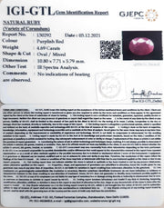 4.69/CT Natural Neo Burma Ruby with Govt. Lab Certificate (3441)